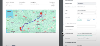 Exemple dur Dext du calcul des frais kilométriques